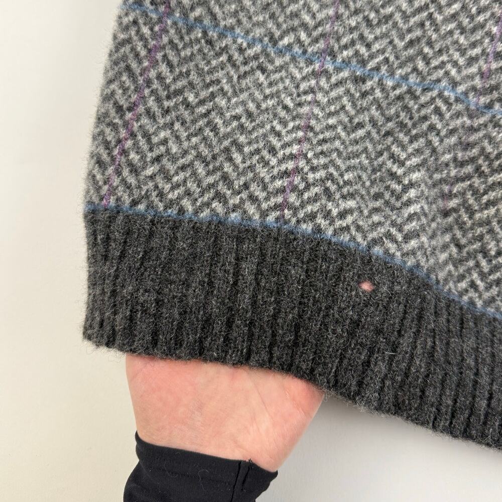 Vintage Gray Wool Stripped Blue Pink Grandpa Sweater Vest Fits like Medium - Picture 3 of 5